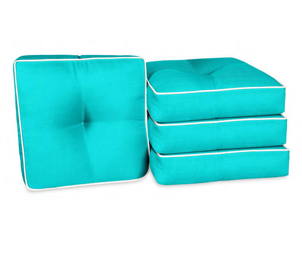 Turquoise 4-Piece Outdoor Wicker Chair Cushion Set