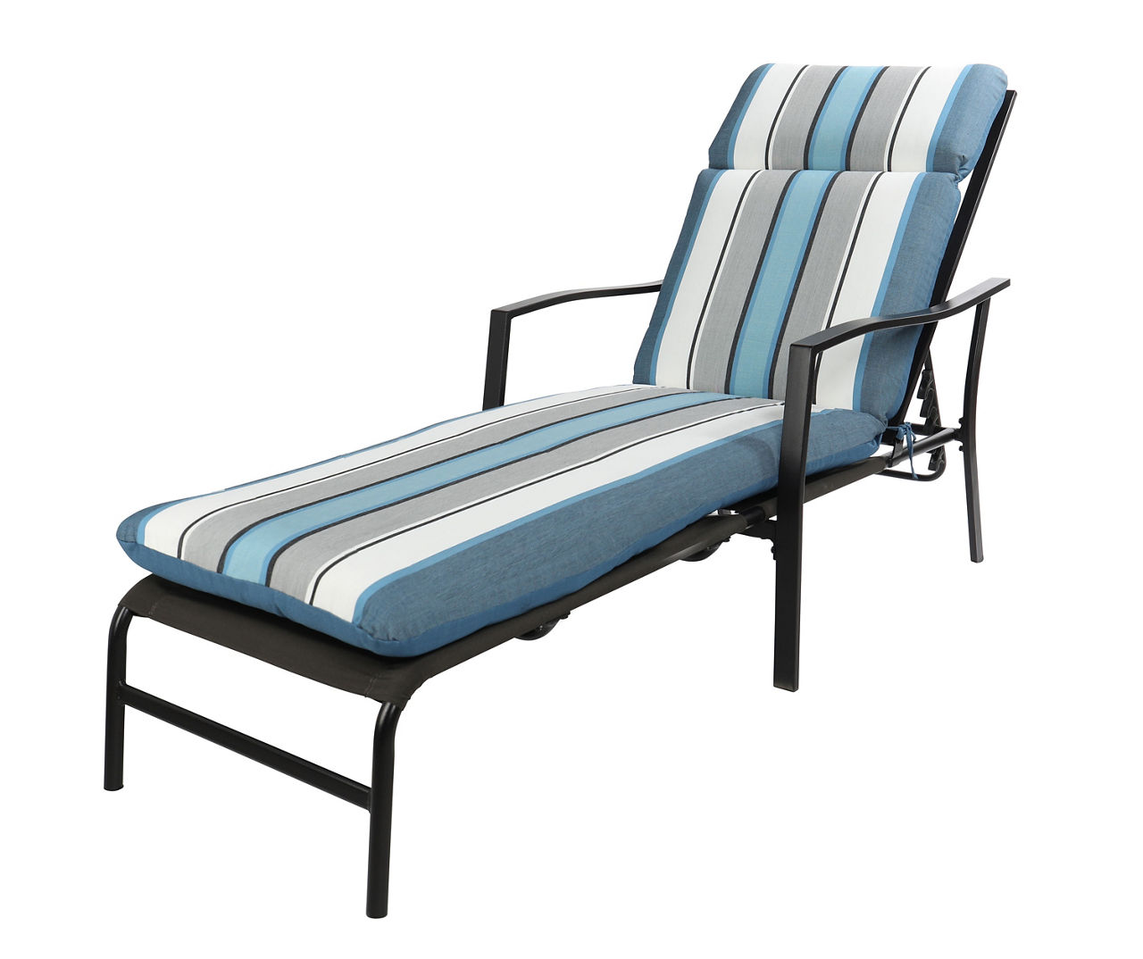 Captain's Blue Stripe Reversible Outdoor Chaise Cushion | Big Lots