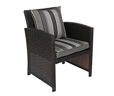 Natural Gray Stripe 4-Piece Reversible Deluxe Outdoor Chair Cushion Set