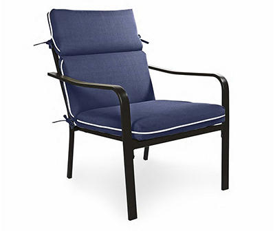 Navy Blue High Back Outdoor Chair Cushion