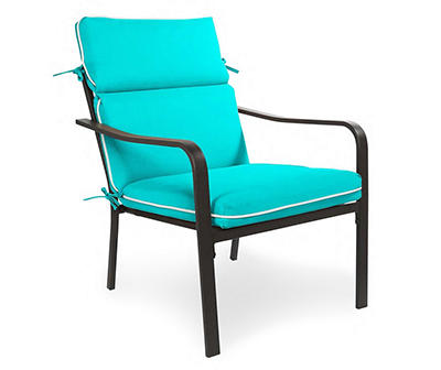 Turquoise High Back Outdoor Chair Cushion