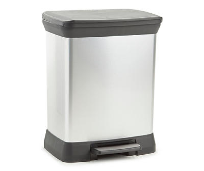 Silver Curver 30 L Metal Effect Plastic Duo Recycle Pedal Touch Deco Bin 
