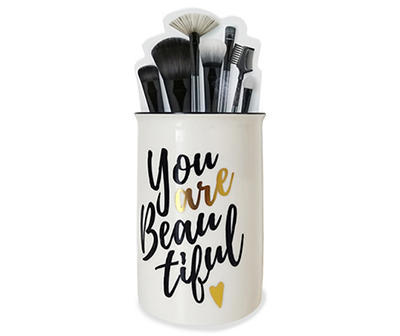 "You Are Beautiful" Ceramic Makeup Brush Holder