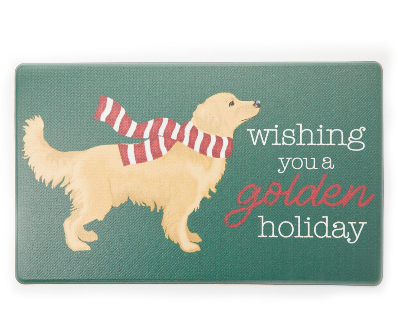 Winter Wonder Lane Golden Holiday Green, Red & Yellow Golden Retriever  Cushioned Doormat