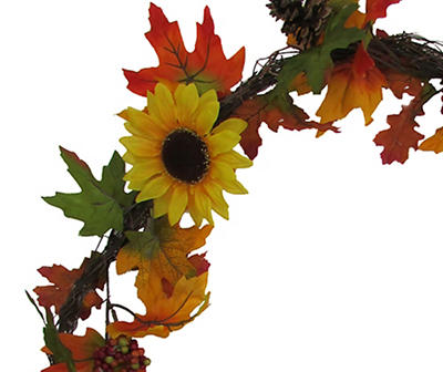 6' Sunflower & Maple Leaf Twig Garland