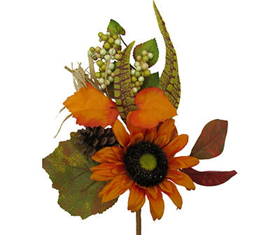 Orange Sunflower, Berry & Pinecone Pick