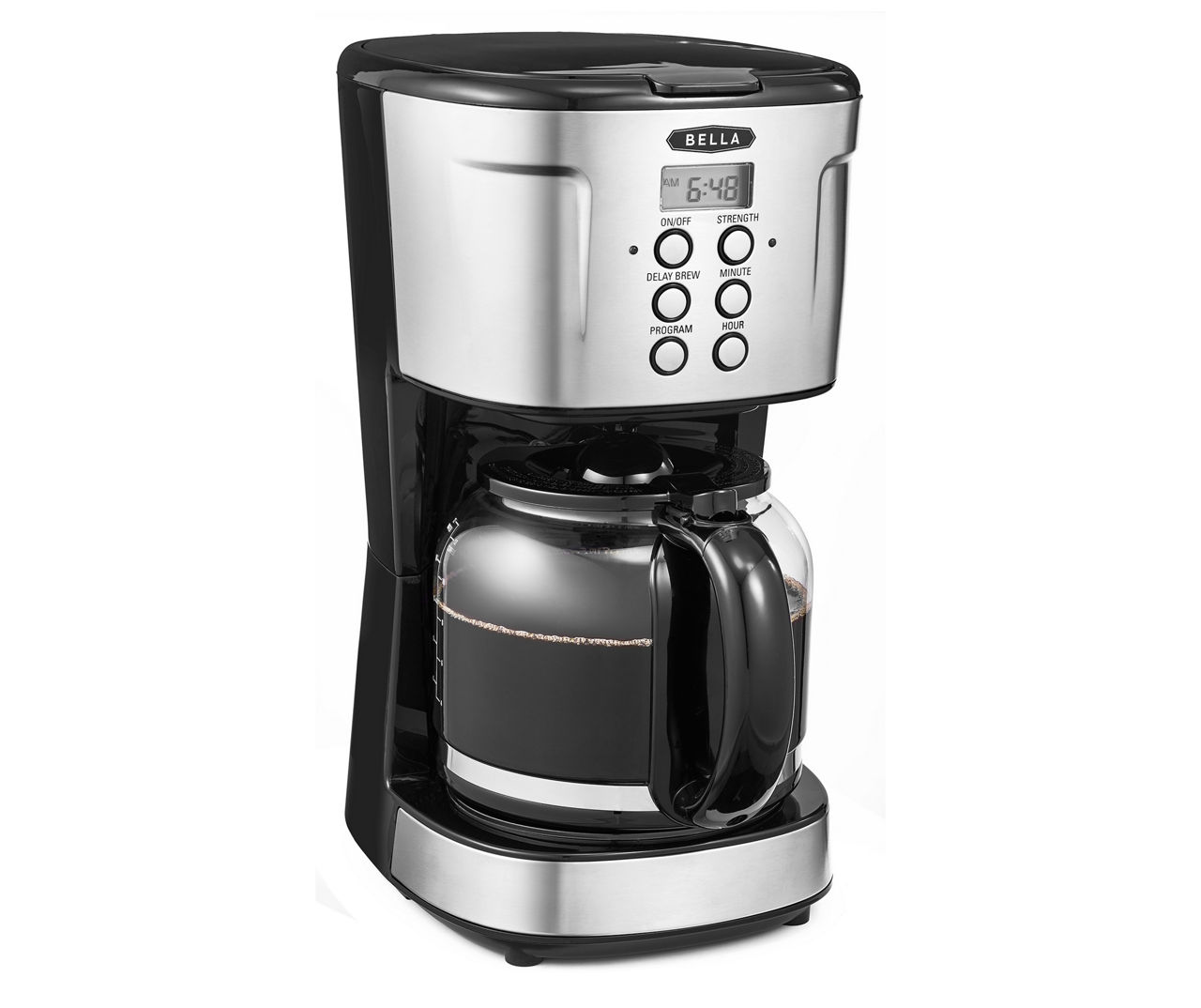 Bella 12-Cup Programmable Coffee Maker With Clock Stainless Steel Used Once