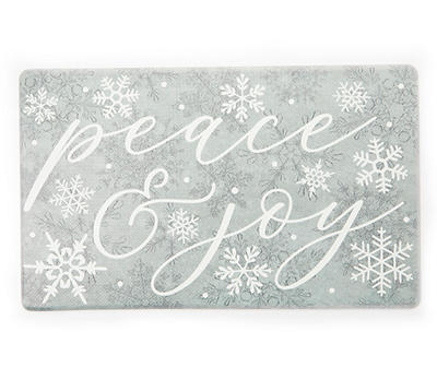 "Peace & Joy" Gray Snowflakes Cushioned Doormat