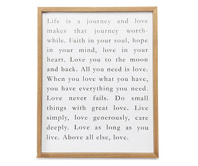 "Life Is a Journey" White & Brown Framed Wall Plaque