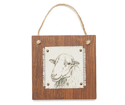Brown Burlap Sheep Hanging Side Panel Wall Plaque