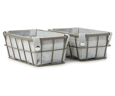 Graphite Gray Wire Storage Bins with Gray HydroShield Liners, 2-Pack