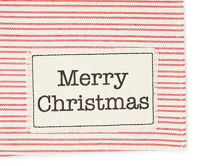 "Merry Christmas" Red, Cream & Black Striped Placemat