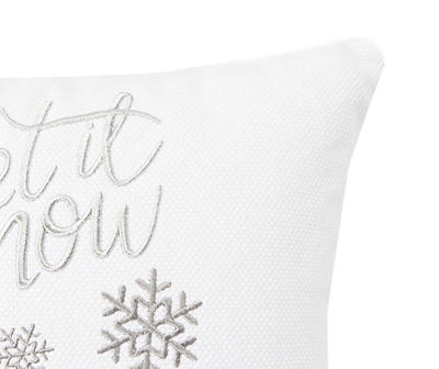 "Let It Snow" White Embroidered Ice Skates Throw Pillow