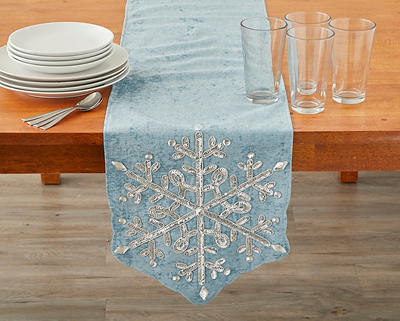 Blue & Silver Sequined Snowflake Table Runner
