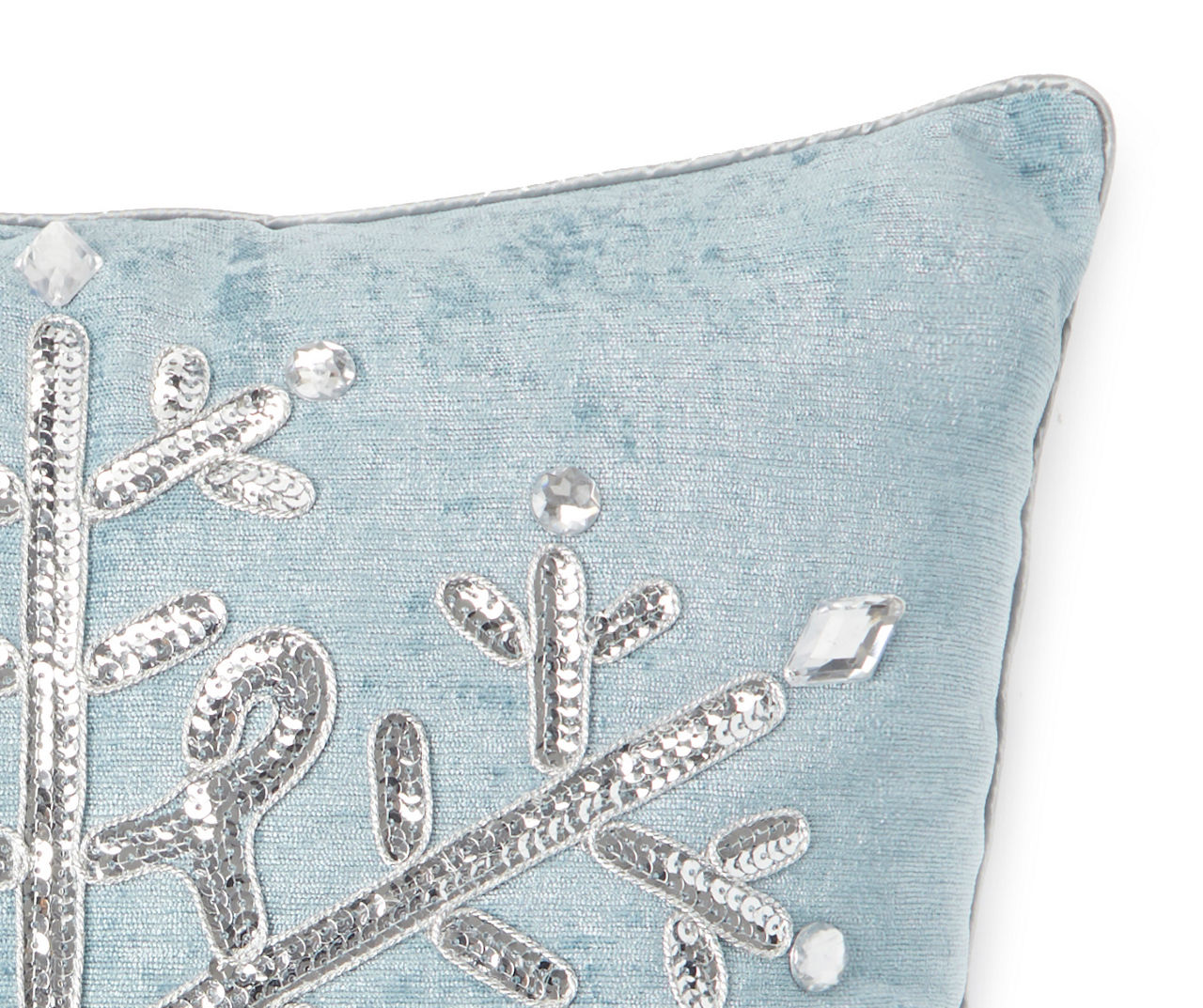 Winter Wonder Lane Gray & Silver Embroidered Snowflake Throw Pillow