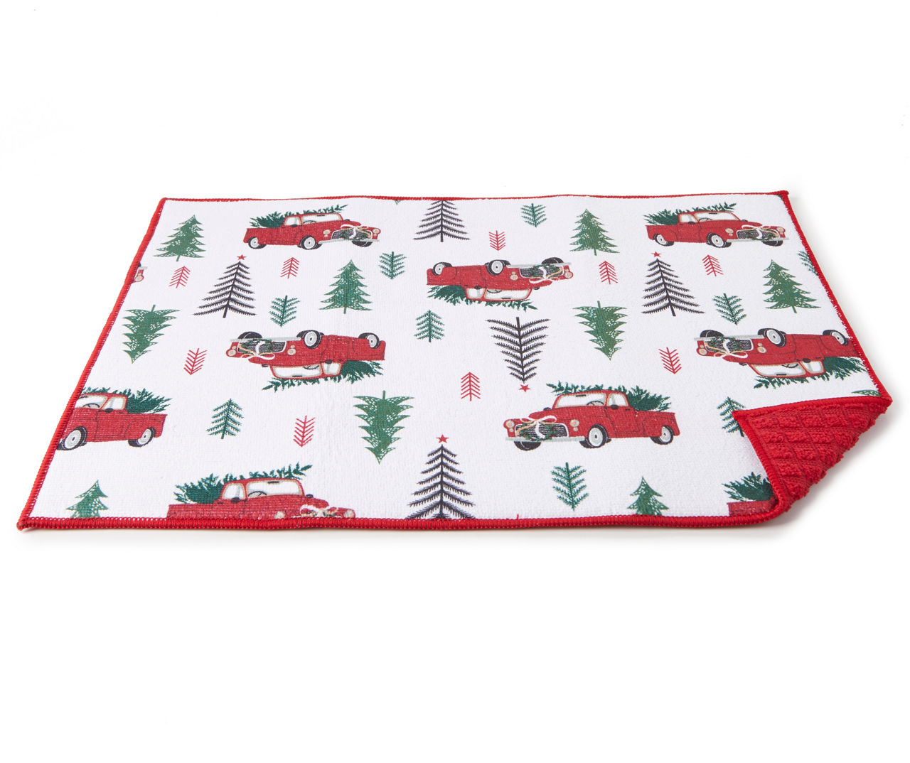 Winter Wonder Lane Green & Red Holiday Patchwork Reversible Dish Drying Mat