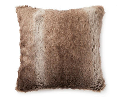 Brown Faux Fur Square Throw Pillow