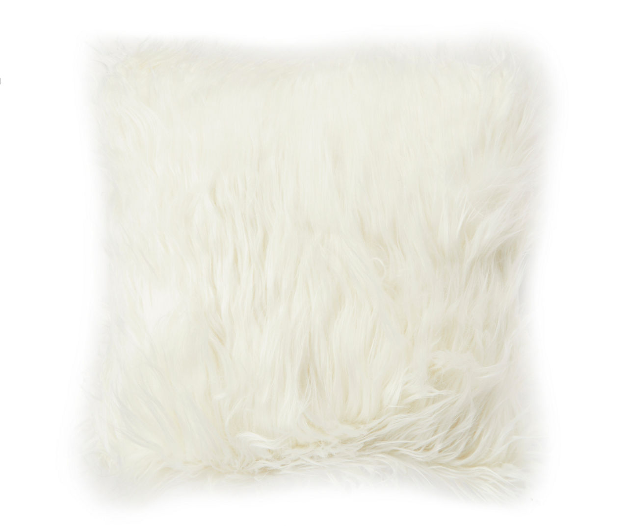 Broyhill White Faux Fur Throw Pillow