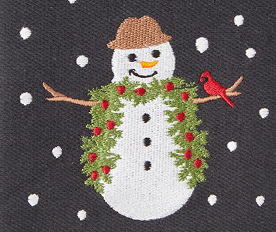 Black & White Embroidered Snowman Kitchen Towels, 2-Pack