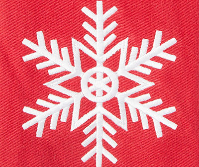 Red & White Embroidered Snowflake Kitchen Towels, 2-Pack