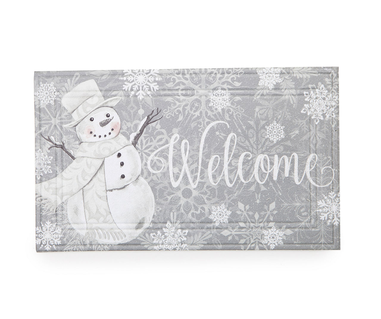 Winter Snowmen Coir Doormat Welcome Natural Fiber Outdoor 30 X 18