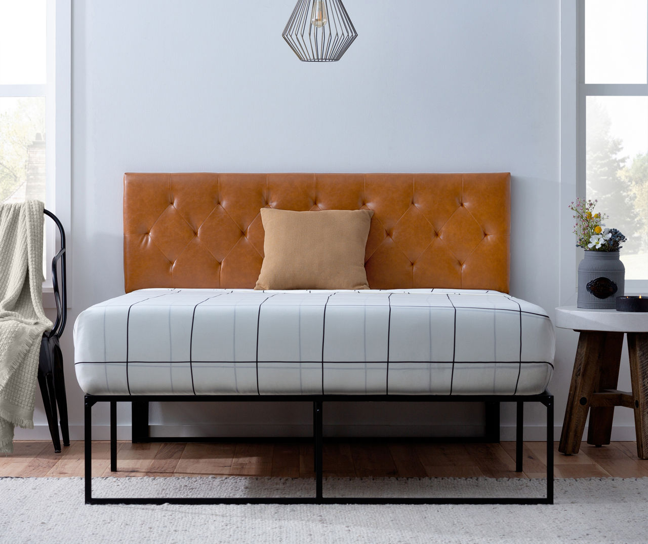 Leather tufted deals headboard queen