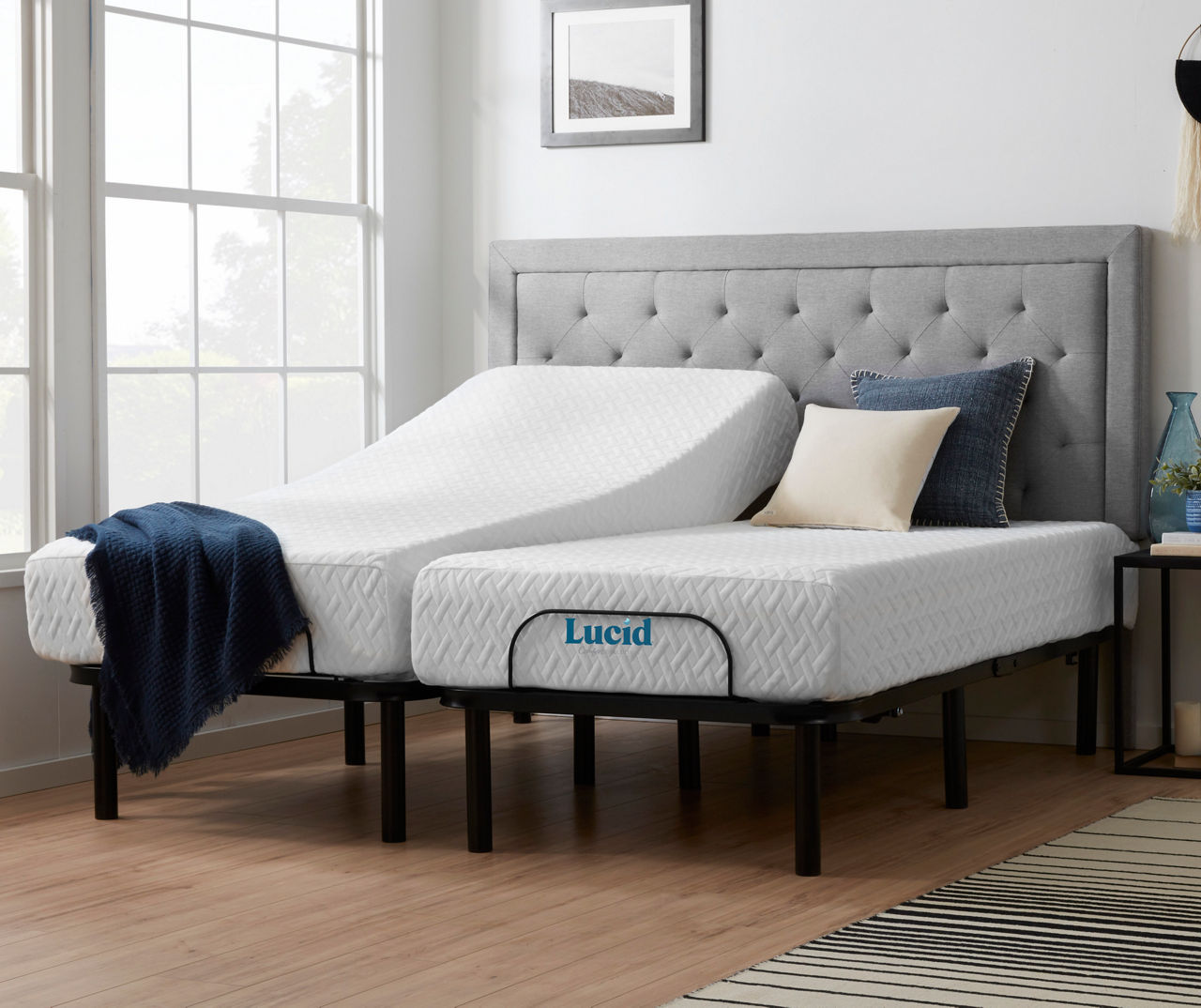 Lucid split king adjustable deals bed with mattress