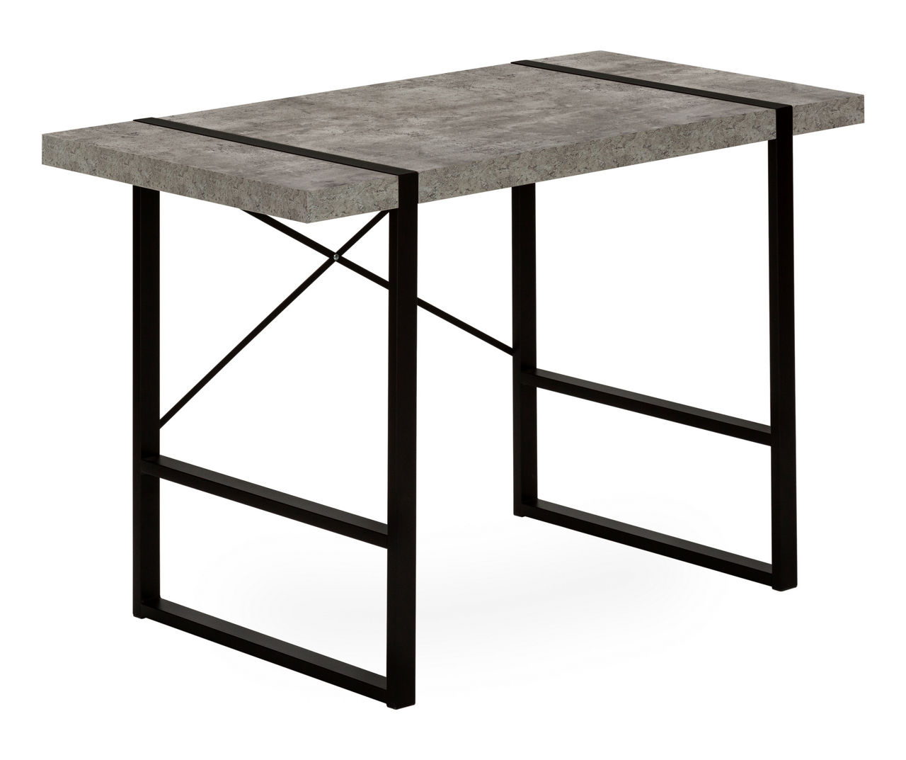 Faux Concrete Black Paneled Metal Computer Desk
