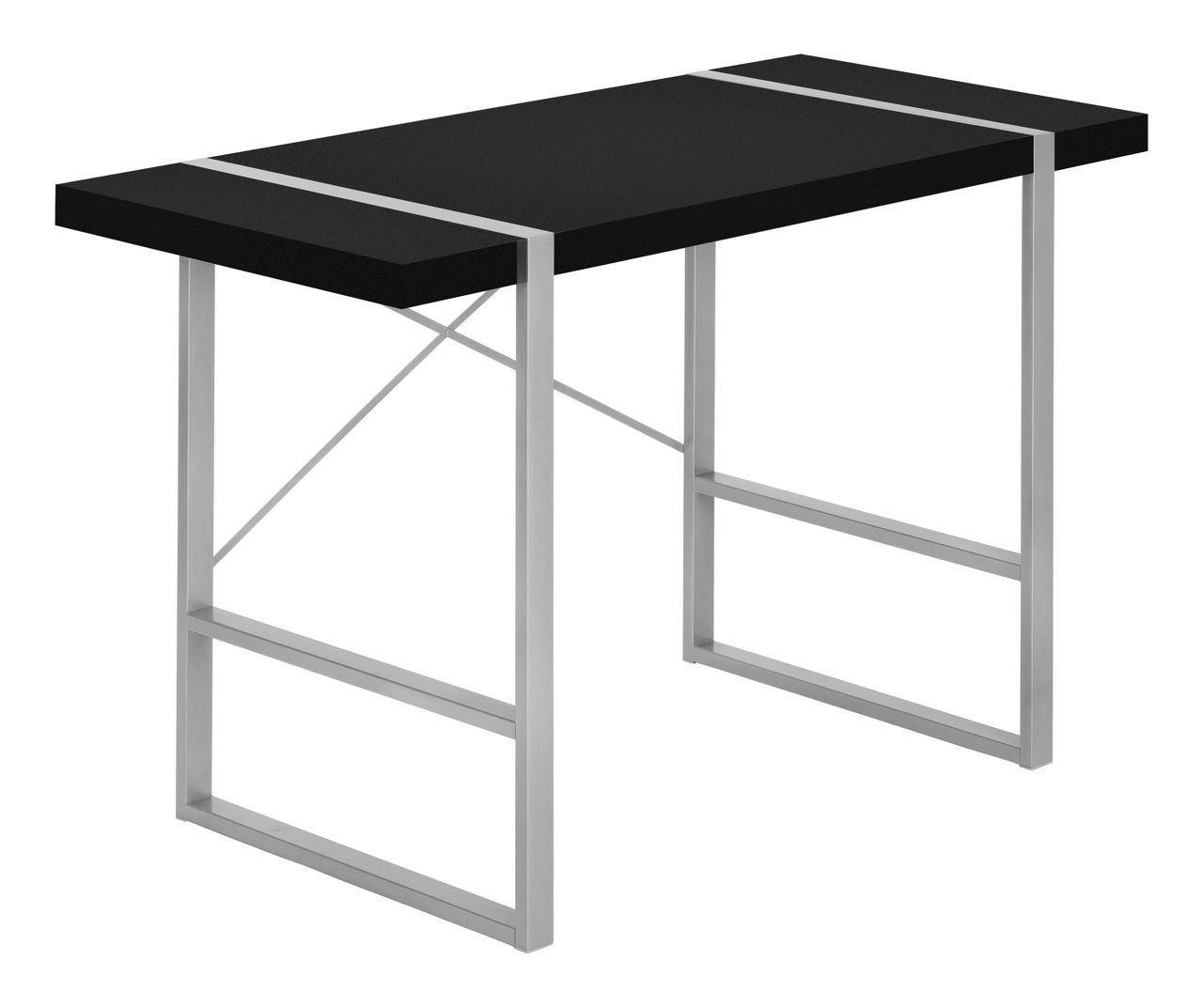 Black & Silver Paneled Metal Computer Desk