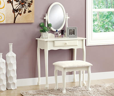 Antique White 2-Piece Mirror Vanity Set