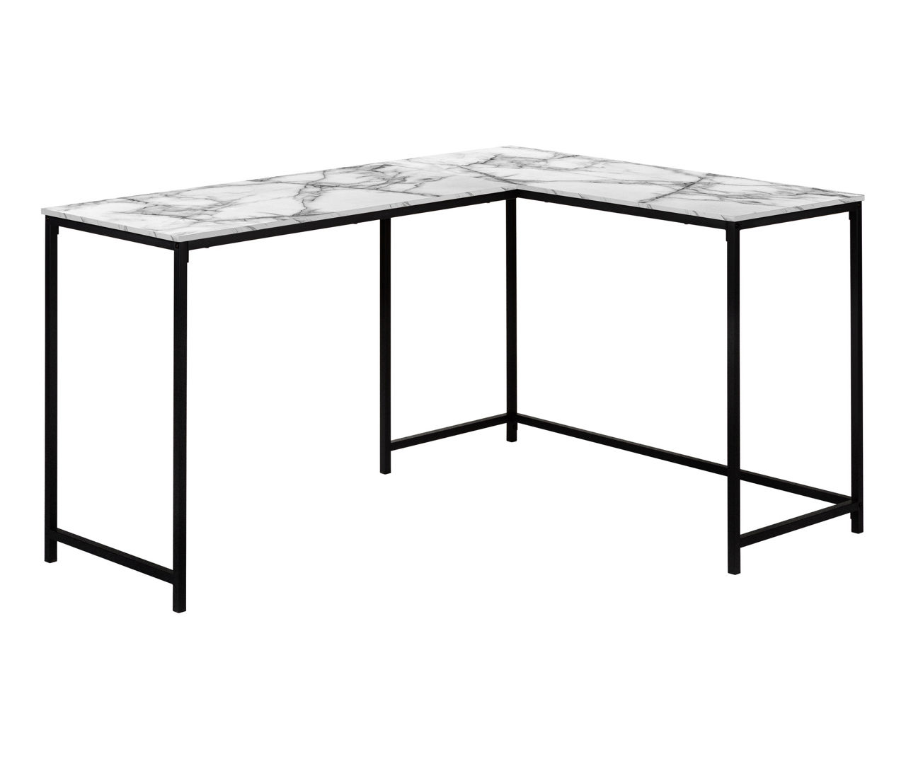 Faux Marble Metal L-Shaped Corner Desk