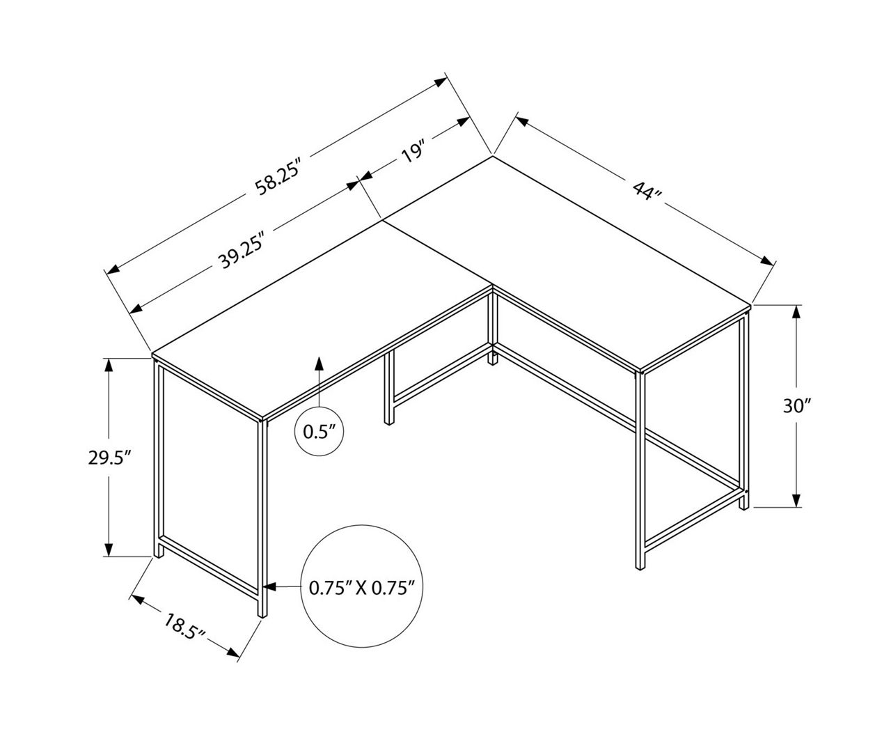 Black Metal L-Shaped Corner Desk