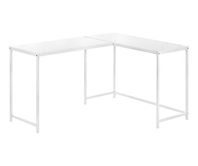 White Metal L-Shaped Corner Desk