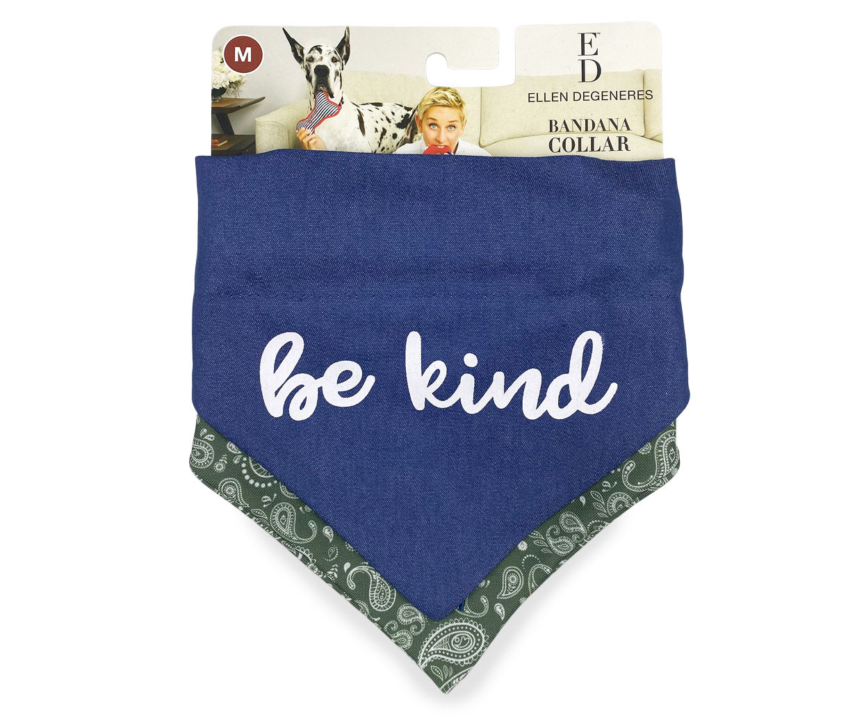 ED by Ellen DeGeneres Dog's Small "Be Kind" & Paisley 2Piece Bandana