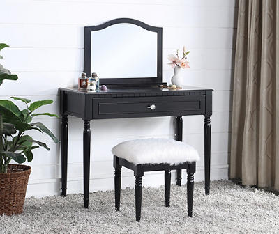 Black 1-Drawer Table Set with Mirror | Big Lots