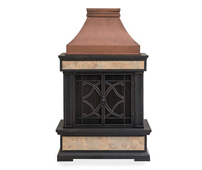 35.4" Heirloom Copper Slate Wood Burning Patio Fireplace