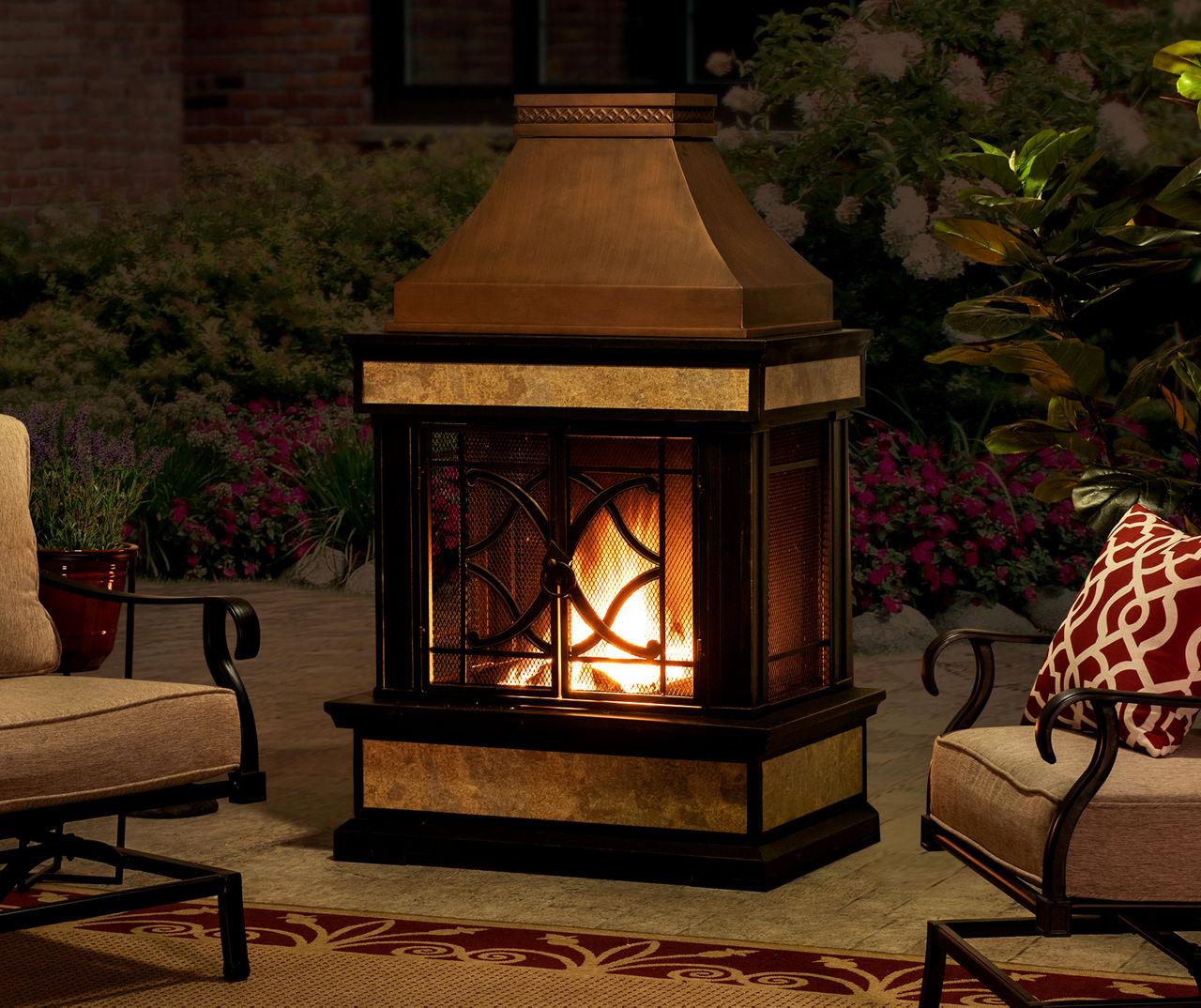 35.4" Heirloom Copper Slate Wood Burning Patio Fireplace