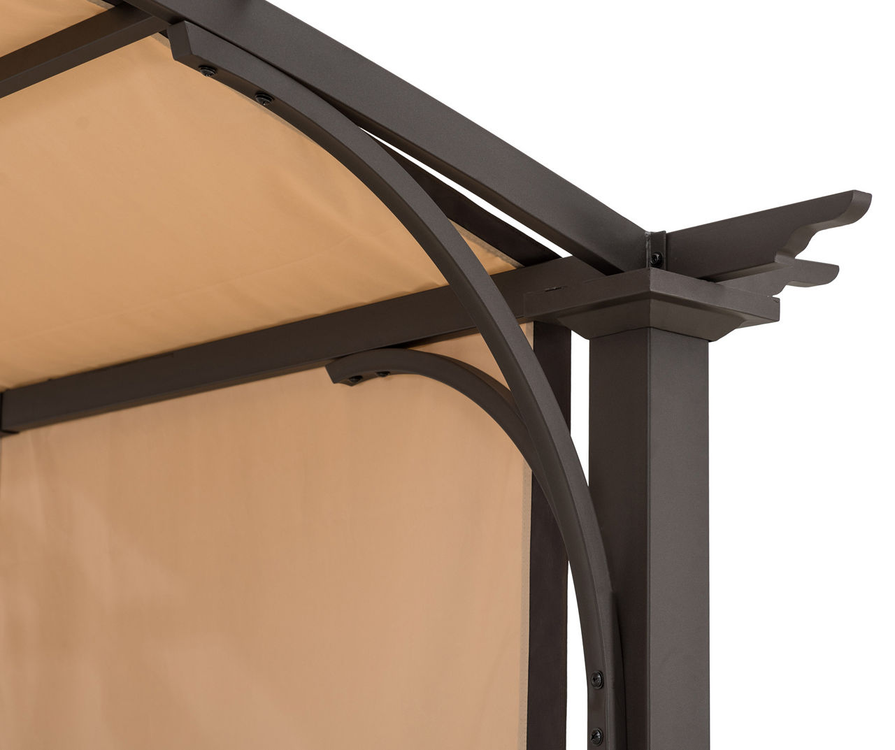 9.5' x 11' Brown & Tan Arched Pergola with Adjustable Shade