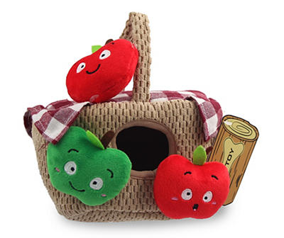Picnic Basket & Apples Stuffed Dog Toy