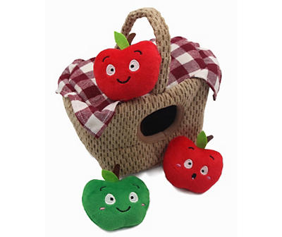 Picnic Basket & Apples Stuffed Dog Toy