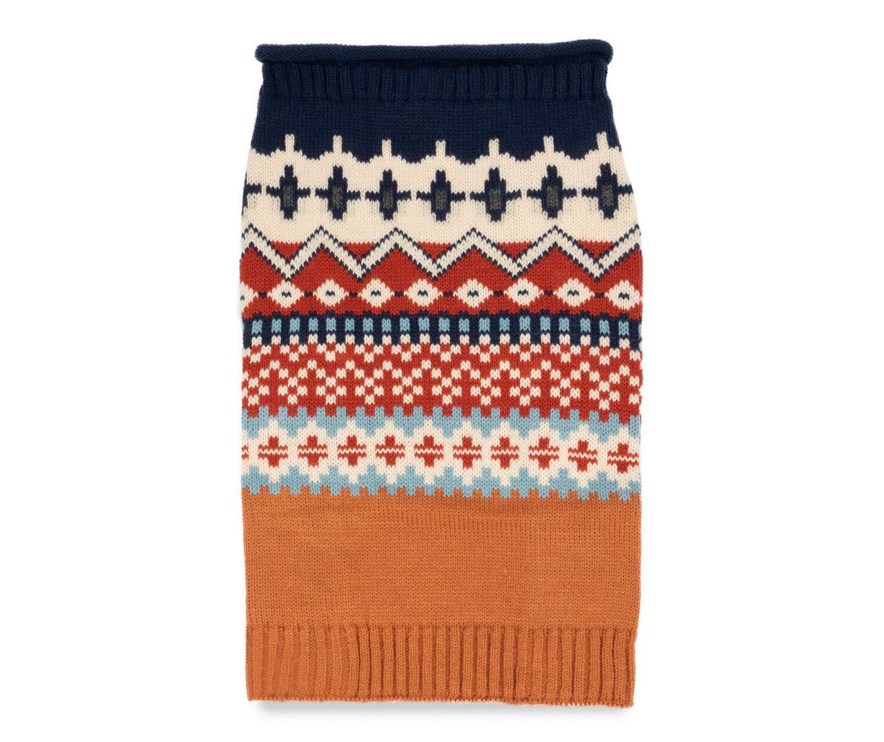 Pet Large Multicolor Fair Isle Roll Neck Sweater