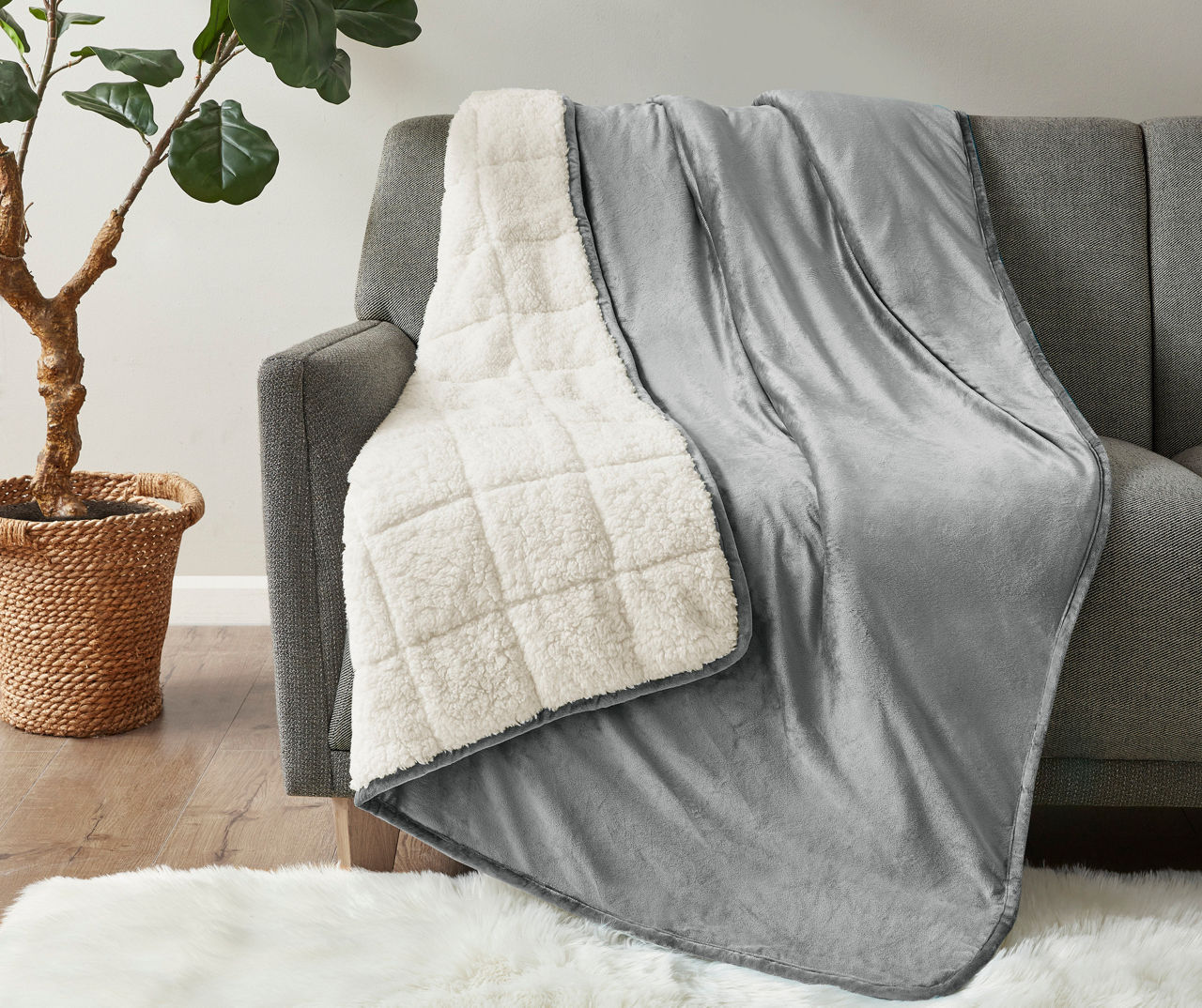 Velvet & Berber Weighted Blanket | Big Lots