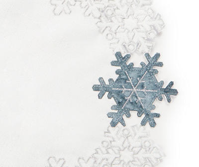 White & Blue Snowflake Cutout-Trim Round Place Mat