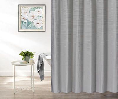 Gray Embossed Waffle Shower Curtain
