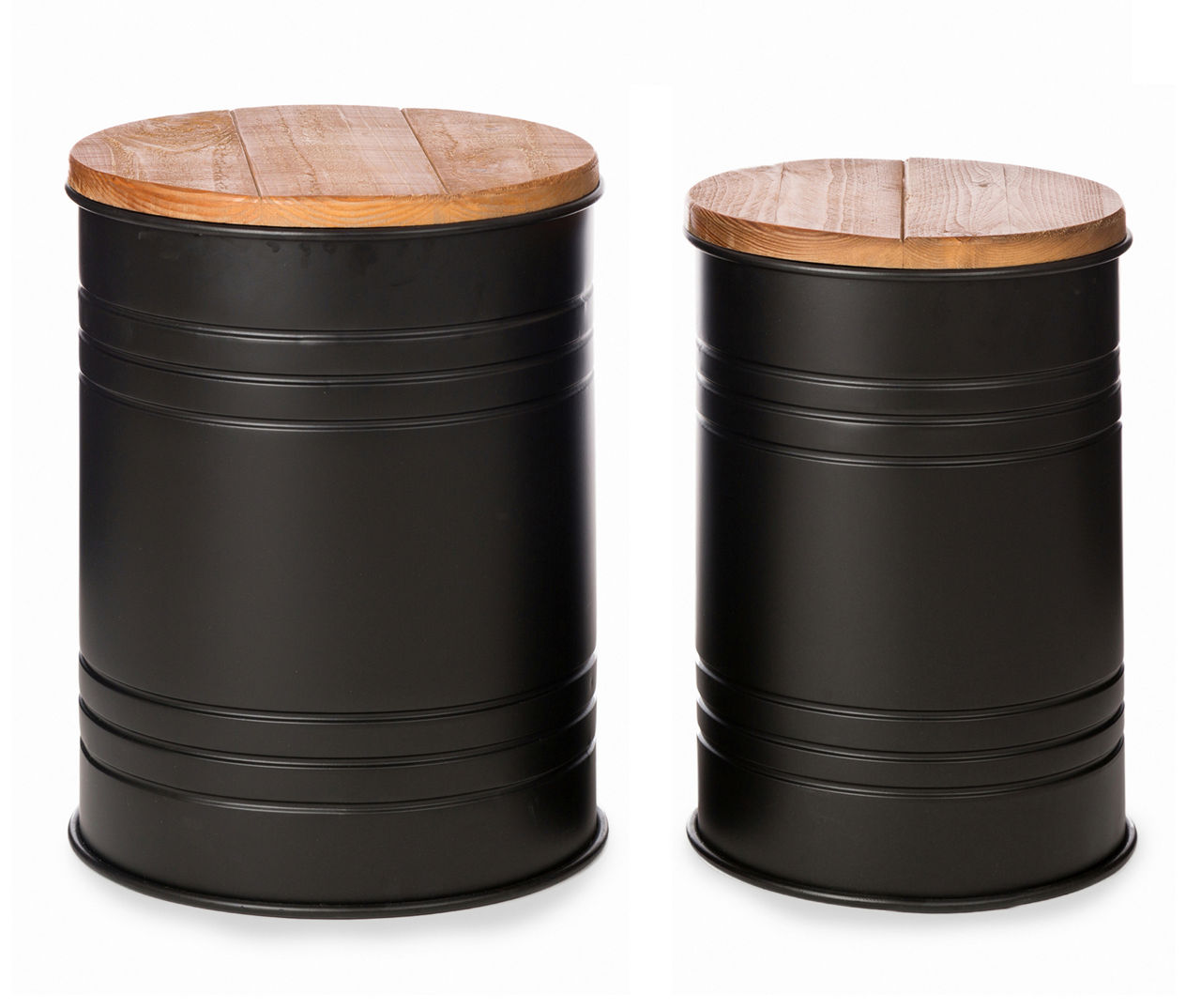 Farmhouse Barrel Storage Stools, 2Pack Big Lots