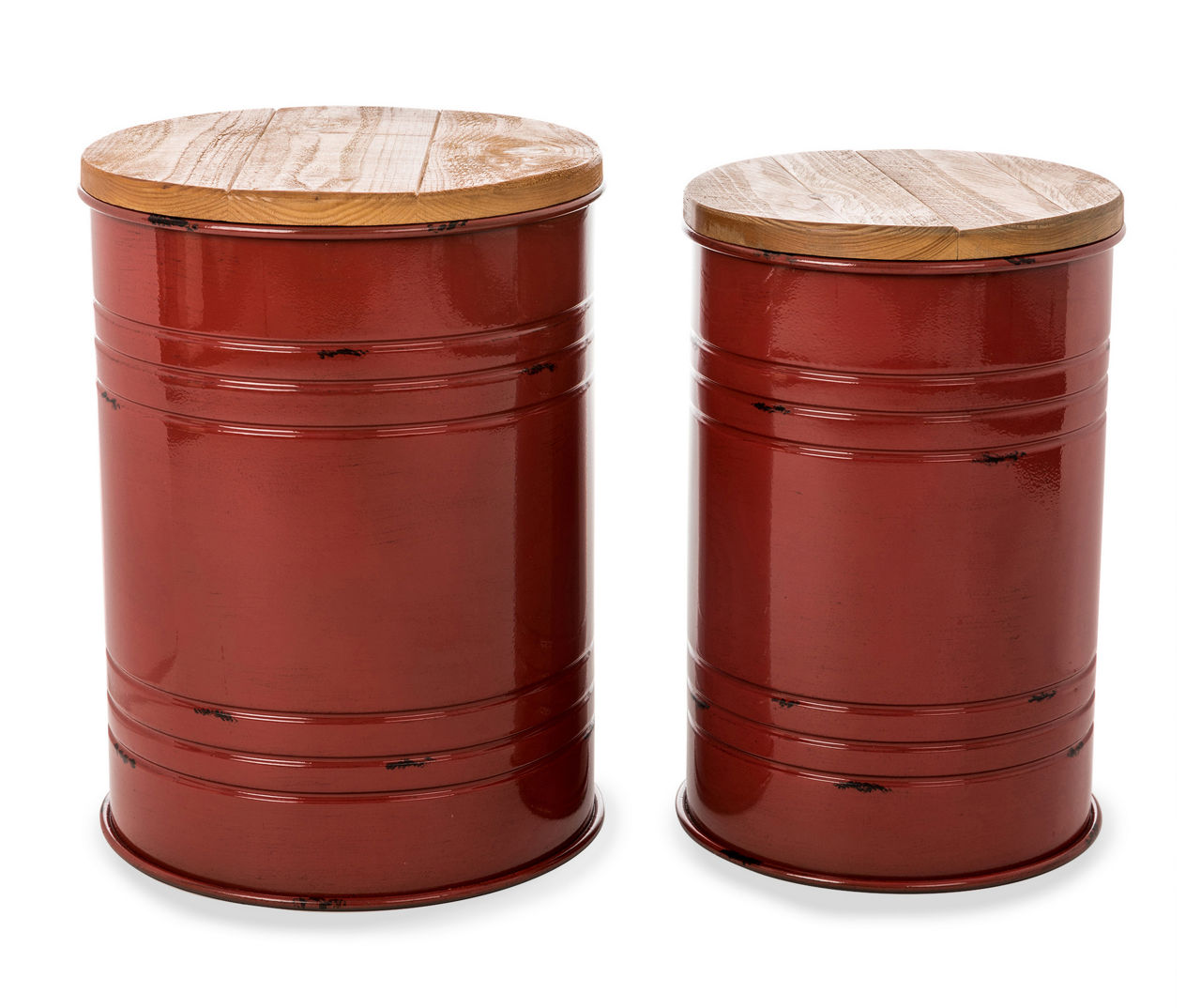 Farmhouse Barrel Storage Stools, 2Pack Big Lots