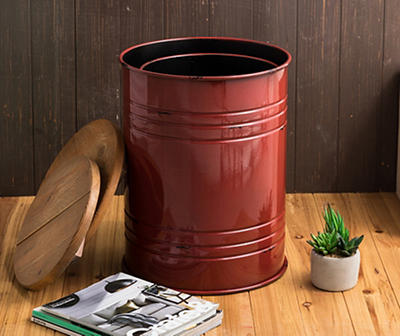 Red Farmhouse Barrel Storage Stools, 2-Pack