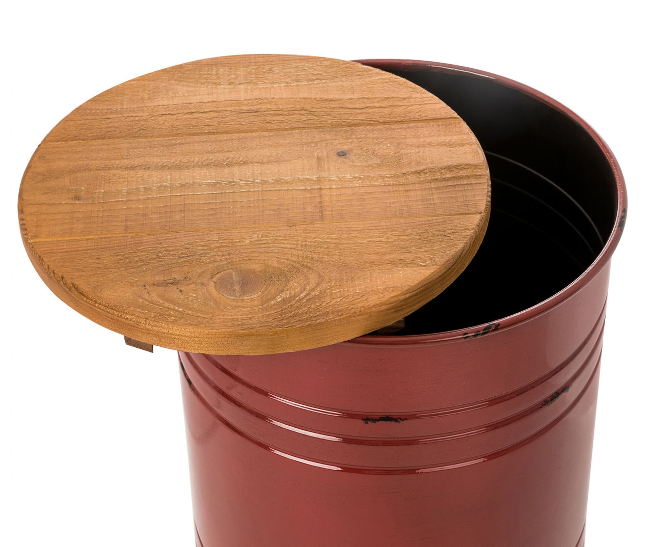Red Farmhouse Barrel Storage Stools, 2-Pack