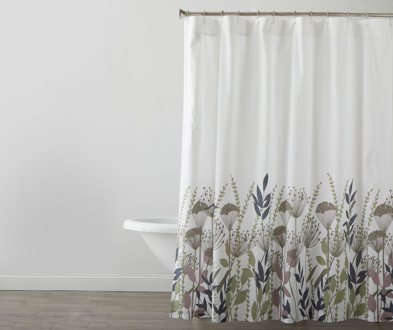 Broyhill White Green Fl Fabric Shower Curtain Big Lots