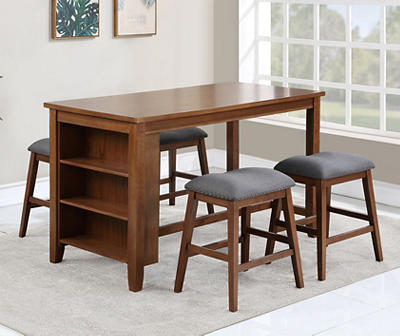 Raleigh Walnut 3-Shelf Counter-Height Dining Table